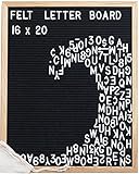 Black Felt Letter Board 16x20 Inches. Changeable Letter Boards Include 290 White Plastic Letters w/ 
