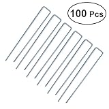 OUNONA 固定ペグ ペグ 芝生 押さえ 防草 除草 金属 U字型 100本