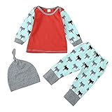 Tovadoo 子供服 ベビー服 男の子 トップス+ズボン+ハット パジャマ 秋冬 長袖 狐柄 オレンジ キュート 保育園 プレゼント