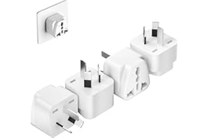 Dawntress Universal Travel Adapter (4-Pack) - Japan/US to Australian Power Adapters, UK/EU/India to AU Power Plug Adapter, 3 Pin Travel Adaptor Multiplug with Safety Grounded Pin, White