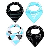 GudeHome 4枚セット ベビー スタイ ビブ よだれかけ 2層タイプ 三角 バンダナ型 スナップ サイズ調整可能