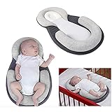 Liebeye 枕 赤ちゃん 新生児 幼児 寝返りシェイピング ピロー+パッドヘッド症候群予防 枕 グレイ