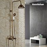 Brass Antique Wall Mounted Shower Mixer Faucet Set Bathroom Outdoor Bath Shower Mixer Taps (white ha