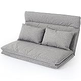 3wayでくつろげる 頭・背面リクライニング 背面42段ギア 2人掛け ファブリック ソファ ソファーベッド グレー