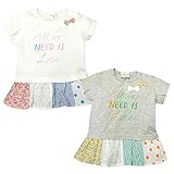 (ホワイト/95cm)ベビー服 女の子 チュニック WILL MERY ウィルメリー 半袖 裾フリル リボン スナップボタン ロゴプリント 女児 ベビー