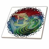 Taiche – アクリルペイント – Mermaids – Sea Goddess – ブルー、ファンタジー、マーメイド、神話、海洋Nymph , Redhead , Sea Nymph – タイル