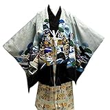 七五三 5歳 5才 男児 トータル13点フルセット 男の子 着物 紋付羽織袴 紋付袴 10タイプ/10(兜小槌・グレーC-3)