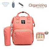 AOLVOおむつバッグバックパック、Personalizedおむつバッグ大容量防水盗難防止Nappy Bag withの断熱ボトルポケット旅行ベビーバッグHangingまたは手でメンズレディース、ピン