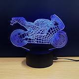 テーブルランプ3D創造性光るモトLEDナイトライトベッドルームベッドサイドランプホリデーギフト,Blue