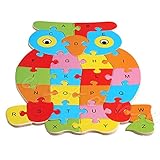 フクロウ教育面白い木製ブロック動物Kid子供おもちゃアルファベットパズルJigsa