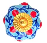 Set of 2 blue red white floral knob gypsy cabinet Knobs pulls Handle