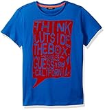 GUESS Big Boys' Short Sleeve Textured Flocked Tee Shirt Electric Blue 10 [並行輸入品]