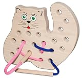 木製知育おもちゃ ひも通し（大） ねこ　チェコ製