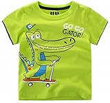 Plus Nao(プラスナオ) 半袖 Tシャツ プリントTシャツ カットソー トップス 夏 子供服 男の子 男児 キッズ KIDS 動物 アニマル カバ ワニ ロ 9317グリーン 120
