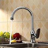 Sprinkle 1つ穴センターセットバー蛇口ソリッド真鍮360回転キッチンシンク蛇口クローム仕上げTallカーブ注ぎ口デッキマウントミキサータップ1ハンドル衛生器具