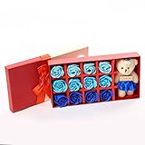 Luyue くま フラワー ソープ 花 薔薇 石鹸 プレゼント ローズ ベアー ぬいぐるみ ギフトボックス お祝い 誕生日 入学祝い 卒業祝い 昇進祝い 開所祝い 発表会 お歳暮 (赤)