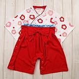Shareky 子供用 着物 和装 カバーオール フォーマル（レッド,95)
