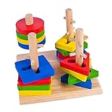 Domybest　パズル　木製　木のおもちゃ　幾何パズル　木製ブロック　棒さし 型はめ 形合わせ 幾何学認　積み木　カラフル 知的玩具　児童 キッズ　知育玩具