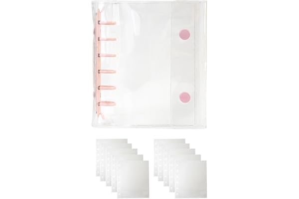 シール帳 バインダー 透明 A7 【リフィル10枚付】 台紙 6穴 女の子 男の子 シール収納 推し活グッズ(A7/ピンク)