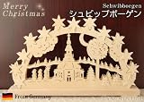 クリスマスオーナメント　ドイツの伝統的な弓形燭台　シュビッブボーゲン　ザイフェン教会と聖歌隊　電球タイプ　ドイツの木のおもちゃ　Schwibboegen