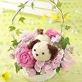 BunBunBee ペットフラワー♪季節のアレンジ「ワンコとピンク色の花」