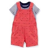 カーターズ Carter's　男の子用赤レトロカーショートオール&Tシャツお出かけ用2点セット　並行輸入 (6months(61-67cm)) [並行輸入品]