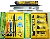 42 Piece Ultra Electronic Tool Set w/ Uber Thin Pry Tool: 28 Bit Screwdriver Kit + Spudgers, Tweezer