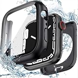 TOORQR【360°防水ケース】対応 Apple Watch ケース アップルウォッチ カバー Series 9/8/7 41mm 360度全面防水 バンド 水泳・スポーツ専用 Apple Watch カバー 一体型 防水ケース日本旭硝子材 二重構造 装着簡単(41mm,ブラック)