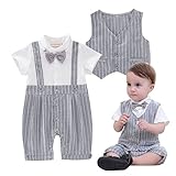 ViVashop ベビー フォーマル ロンパース 男の子 スーツ 半袖 結婚式 出産祝い 記念日 誕生日 95