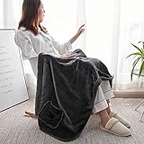 caffmo掛け毛布 タオルケット 着る毛布 ひざ掛け ブランケット ポンチョ 多機能 厚手 大判 暖かい ふわふわ 冷房対策 シングルサイ