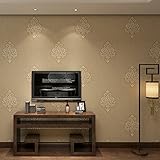 (ハンメロ)HANMEROリビング 部屋 ふすま diy リフォーム用おしゃれなダマスク壁紙 のりなし はがせる フリース 1ロール（53cm×10m）ブラウン