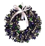 彩か SAIKA リース S 紫 パープル インテリア用 玄関飾り ポップ CXO-201Sp Ribbon Wreath-Twig & Cotton shell S Purple