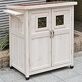 木製収納庫 Potager ポタジェモザイク ロータイプ (高さ93cm×幅80cm×奥行き50cm) ウォッシュホワイト PTG-8109WHT