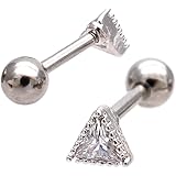[スパイシーリップス] 16G triangle モチーフ 三角 軟骨ピアス ヘリックス ボディピアス シルバー 0124 (クリア)
