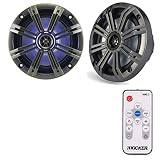 KICKER 6.5インチ KMシリーズ マリンスピーカーバンドル 41KM654LCW 41KMLC LEDリモート付き