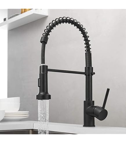 Amazon.co.jp: タッチレスキッチン水栓 ブラック, 引き込み式スプレー