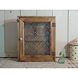 キーケース　25×7×30センチ　フローラガラス扉　角型　ニッチ用埋め込みタイプ　アンティークブラウン　ご注文製作