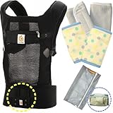 ベビーウエストベルト付エルゴベビー 抱っこ紐 パフォーマンス ヴェントス ブラック　【日本正規品2年間保証付】本体＋パッド２個付 ERGO Baby