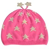 (よキーよ)Yokeeyo ニット帽 手編品 可愛い ラメジャカード　星柄 毛糸 ニットキャップ ベビー用ハット 子供 赤ちゃん キッズ 帽子 女の子 秋冬 防寒　ピンク　カラフル