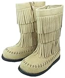 Walk キッズ フリンジブーツ【SH-506】 (17cm, ベージュ)