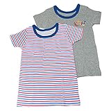 男の子２枚組半袖Tシャツ（絵の具ワンポイント/赤青ボーダー柄） (100)下着　肌着　男児100/110/120/130
