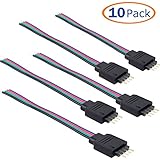 LZHU 5050 / 3528 RGB LEDテープライトコネクター延長ケーブル 10 mm幅とオス4ピンプラグ コネクタ(10個)