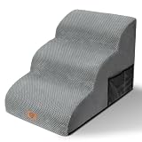 Masthome 犬 階段 犬スロープ階段 ドッグステップ 犬用ステップ 3段 8色 高さ40cm ペット用 ステップ 階段 滑り止め 怪我防止 洗えるカバー 取り外し可能 ペット用品 小型犬 室内犬 高齢犬 介護用 耐久 心地よい ブラウン グレー ホワイト ブルー ベージュ ブラック マスタードイエロー アイスランドブルー