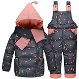 【YW】ベビーコート・ジャンパー 児童羽毛ジャケットセット服とズボンが 男女赤ちゃんまだら羽毛ジャケット (100cm, グレー)