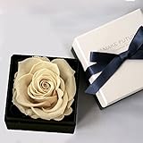 Makefuture　プリザーブドフラワー ダイヤモンドローズ アモローサ使用 フラワーボックス (プラチナホワイト)