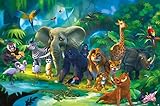 Jungle animals photo wall paper - safari mural - XXL jungle wall decoration children room 55 Inch x 