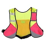 Dovewill 夜間　自転車　ジョギング　ランニング　作業服　蛍光ベルト 　安全ベスト　反射ベスト　ポケット　全3色 - ピンク