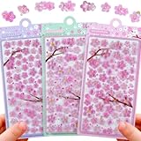 3dシール 立体シール 桜シー ル実心【6 枚セット】桜飾り おしゃれ デコシー ル 手帳デコシー ル 女の子 貼り付け可能 手芸用品 携帯電話飾り用 手帳用 DIY用 日記帳用 (桜シー ル 3 枚セット)