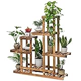 消毒木製フラワースタンド 木製植物フラワーディスプレイスタンド木製ポットシェルフストレージラック屋外屋内13ポットホルダー101x25x110Cmダークブラウン 強い支持力