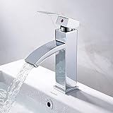 hootech　洗面用蛇口 浴室用蛇口 洗面台 混合水栓 高い　蛇口　台付 シングルレバー 洗面用 手洗いボウル冷 温 切換え 取り付けホース付き　滝